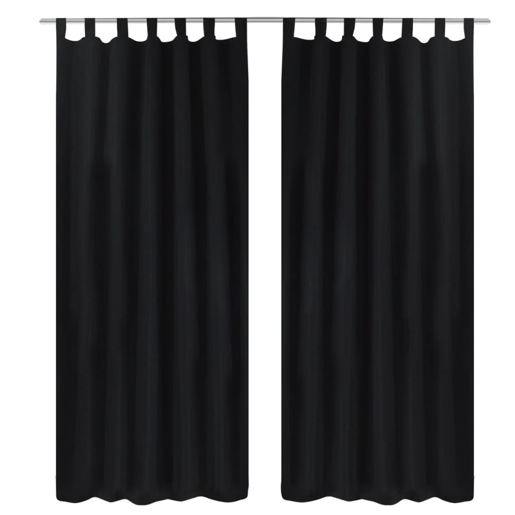 Vidaxl Micro-Satin-Vorhänge mit Ringen 140 x 225 cm 2 Stücke (schwarz)