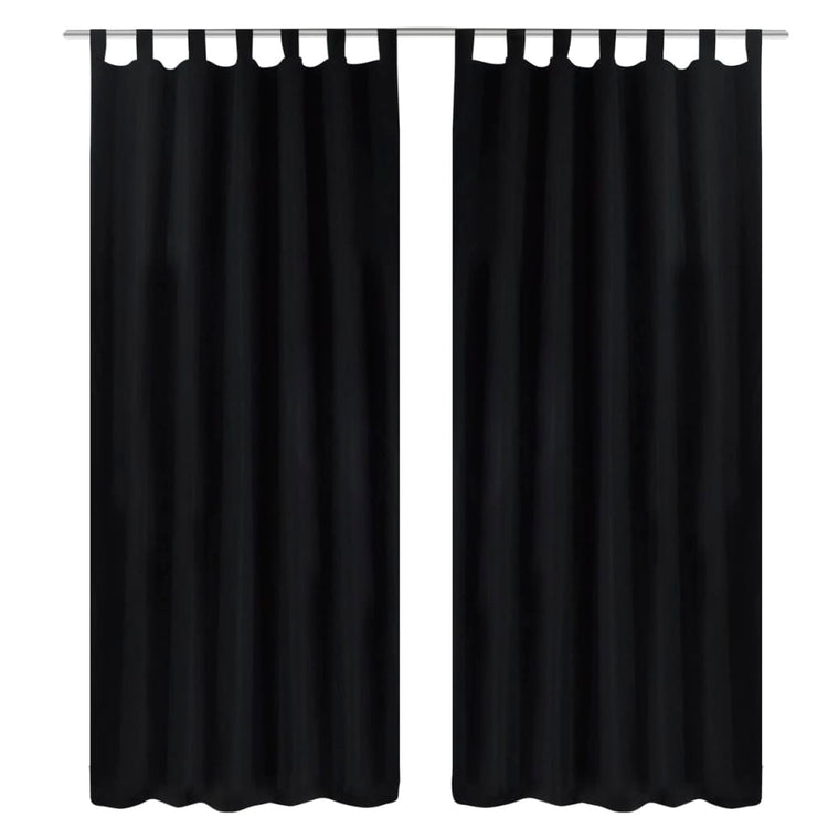 Vidaxl Micro-Satin-Vorhänge mit Ringen 140 x 225 cm 2 Stücke (schwarz)