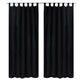 Vidaxl Micro-Satin-Vorhänge mit Ringen 140 x 225 cm 2 Stücke (schwarz)
