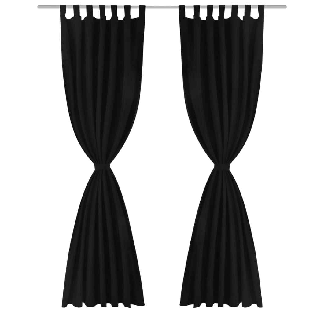 Vidaxl Micro-Satin-Vorhänge mit Ringen 140 x 225 cm 2 Stücke (schwarz)