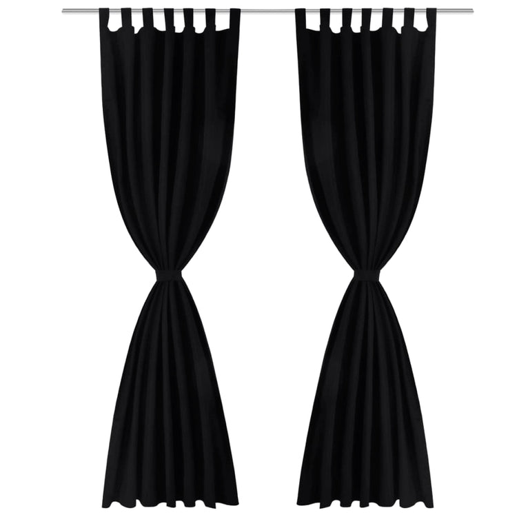 Vidaxl Micro-Satin-Vorhänge mit Ringen 140 x 225 cm 2 Stücke (schwarz)