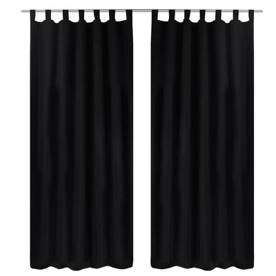 Vidaxl Micro-Satin-Vorhänge mit Ringen 140 x 245 cm 2 Stücke (schwarz)