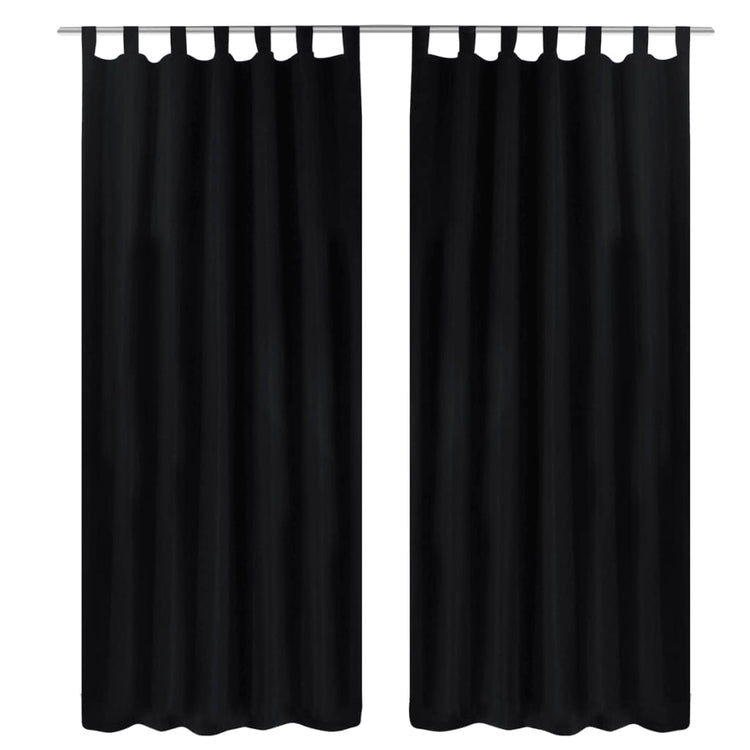 Vidaxl Micro-Satin-Vorhänge mit Ringen 140 x 245 cm 2 Stücke (schwarz)