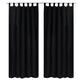 Vidaxl Micro-Satin-Vorhänge mit Ringen 140 x 245 cm 2 Stücke (schwarz)