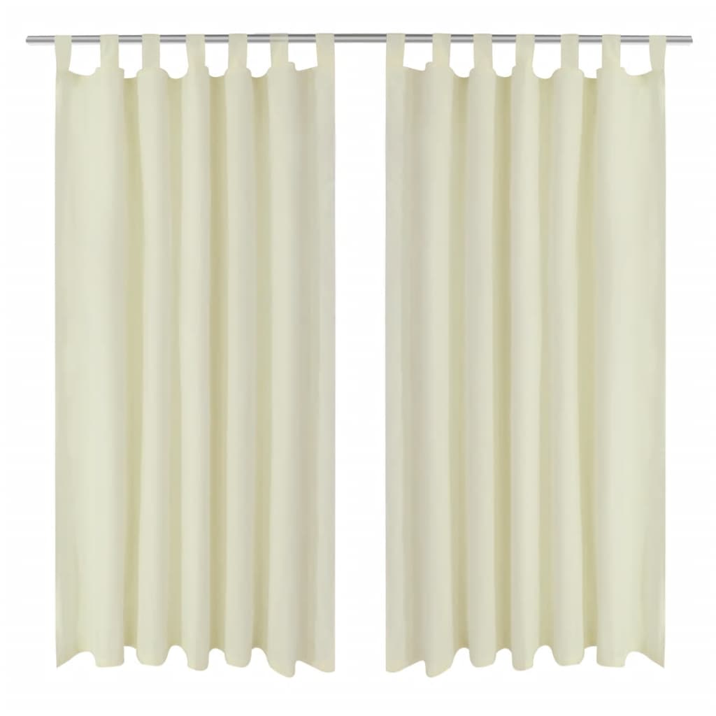 Vidaxl Micro-Satin-Vorhänge mit Ringen 140 x 245 cm 2 Stück (Creme)