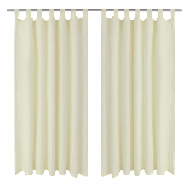 Vidaxl Micro-Satin-Vorhänge mit Ringen 140 x 245 cm 2 Stück (Creme)