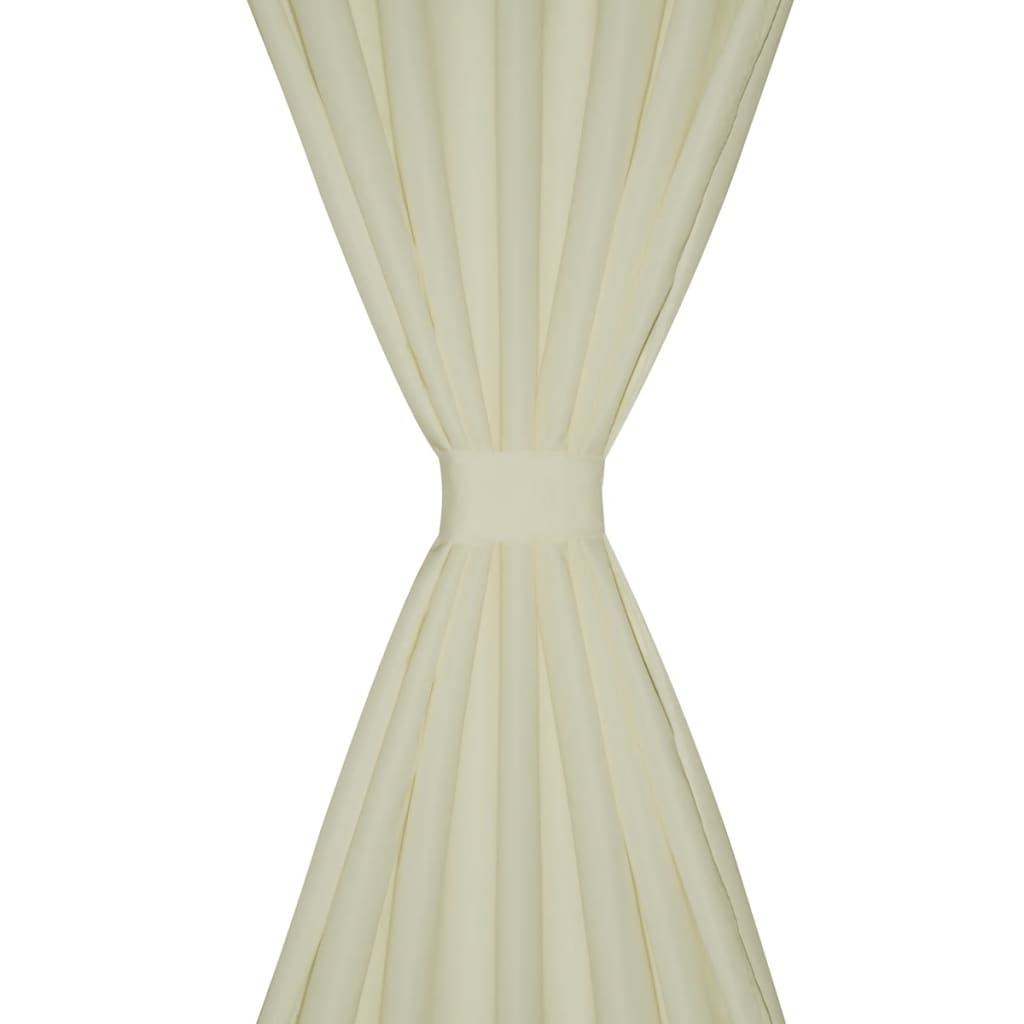 Vidaxl Micro-Satin-Vorhänge mit Ringen 140 x 245 cm 2 Stück (Creme)