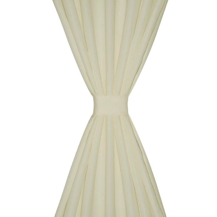 Vidaxl Micro-Satin-Vorhänge mit Ringen 140 x 245 cm 2 Stück (Creme)