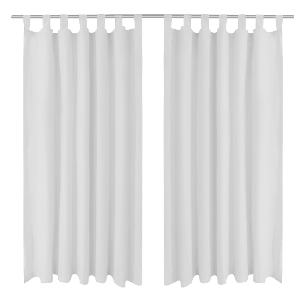 Vidaxl Micro-Satin-Vorhänge mit Ringen 140 x 225 cm 2 Stücke (weiß)