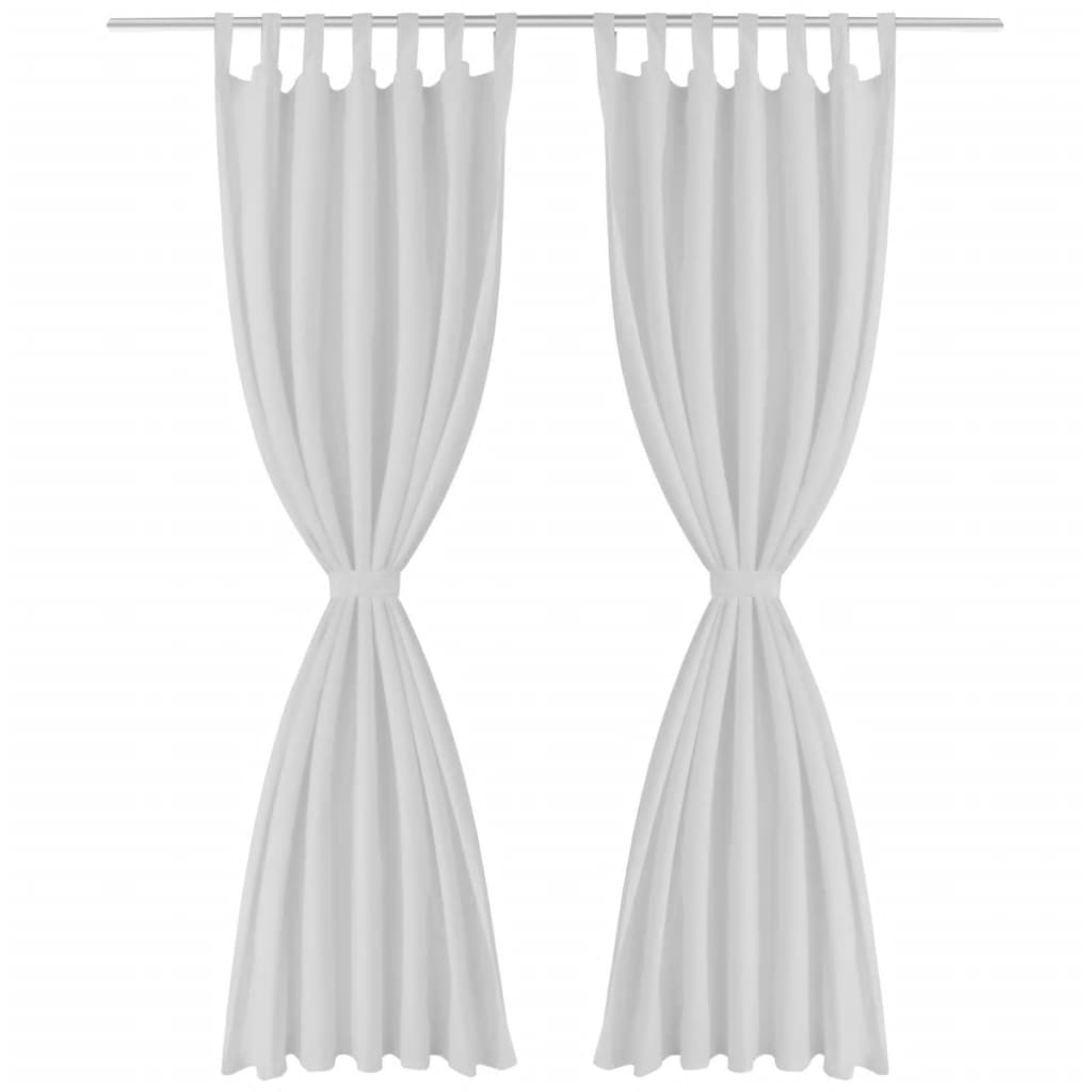 Vidaxl Micro-Satin-Vorhänge mit Ringen 140 x 225 cm 2 Stücke (weiß)