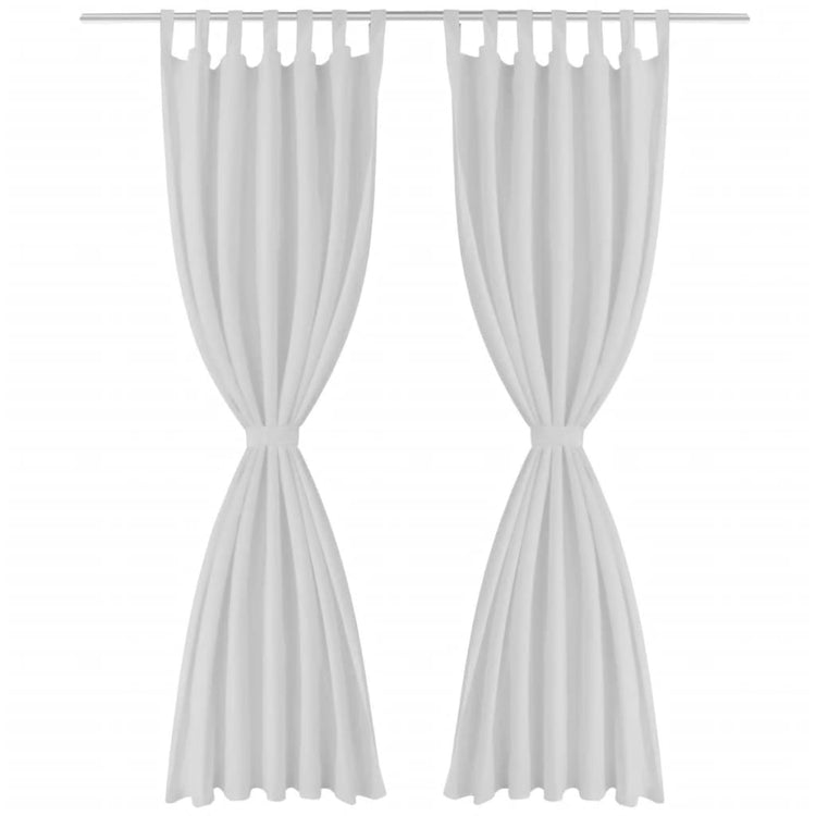 Vidaxl Micro-Satin-Vorhänge mit Ringen 140 x 225 cm 2 Stücke (weiß)