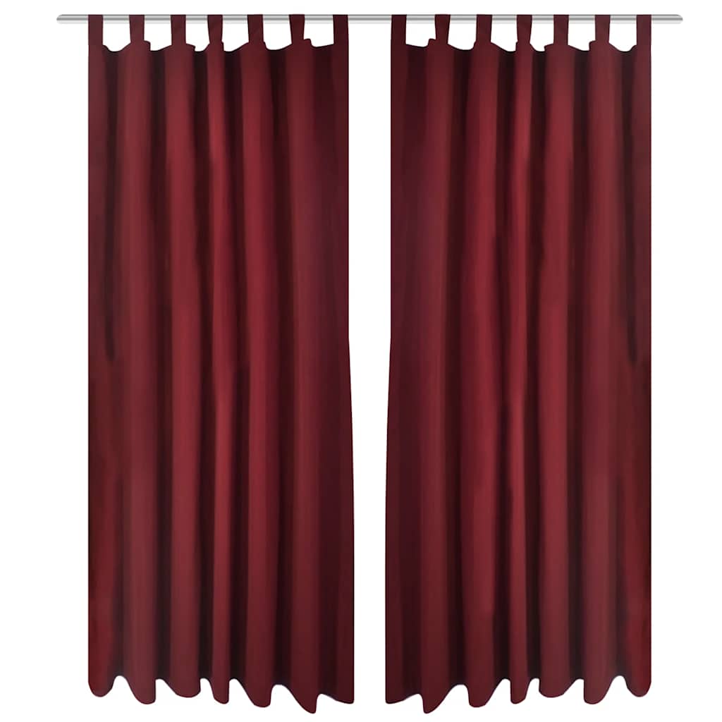VIDAXL MICRO-SATIN-Vorhänge mit Ringen 140 x 175 cm 2 Stücke (Weinrot)