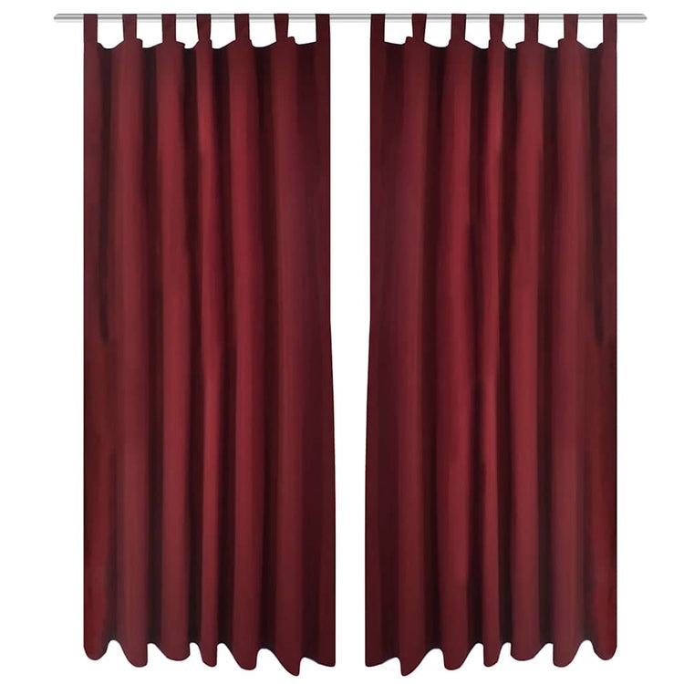 VIDAXL MICRO-SATIN-Vorhänge mit Ringen 140 x 175 cm 2 Stücke (Weinrot)