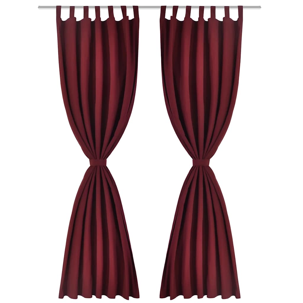 VIDAXL MICRO-SATIN-Vorhänge mit Ringen 140 x 175 cm 2 Stücke (Weinrot)