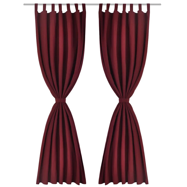 VIDAXL MICRO-SATIN-Vorhänge mit Ringen 140 x 175 cm 2 Stücke (Weinrot)