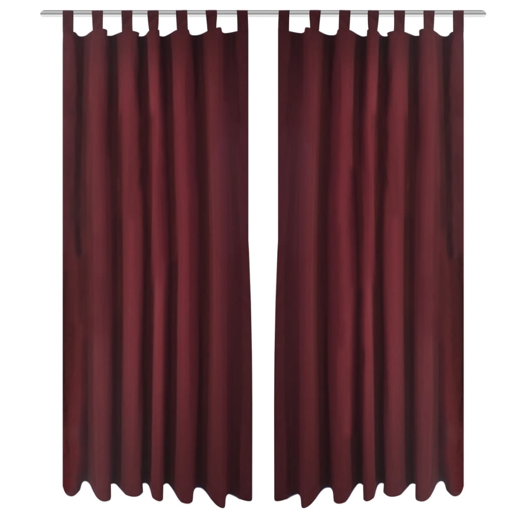 VIDAXL MICRO-SATIN-Vorhänge mit Ringen 140 x 225 cm 2 Stücke (Weinrot)