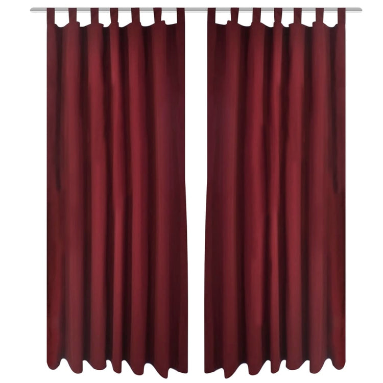 VIDAXL MICRO-SATIN-Vorhänge mit Ringen 140 x 225 cm 2 Stücke (Weinrot)