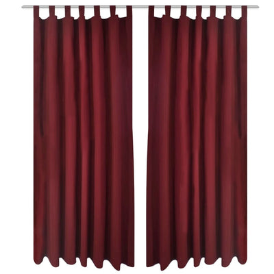 VIDAXL MICRO-SATIN-Vorhänge mit Ringen 140 x 245 cm 2 Stück (Weinrot)