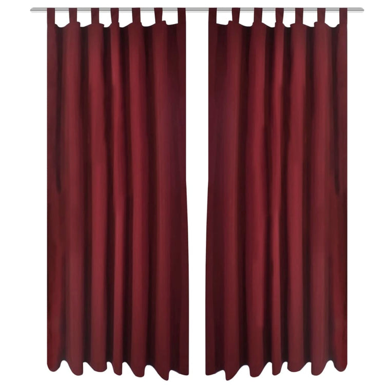 VIDAXL MICRO-SATIN-Vorhänge mit Ringen 140 x 245 cm 2 Stück (Weinrot)
