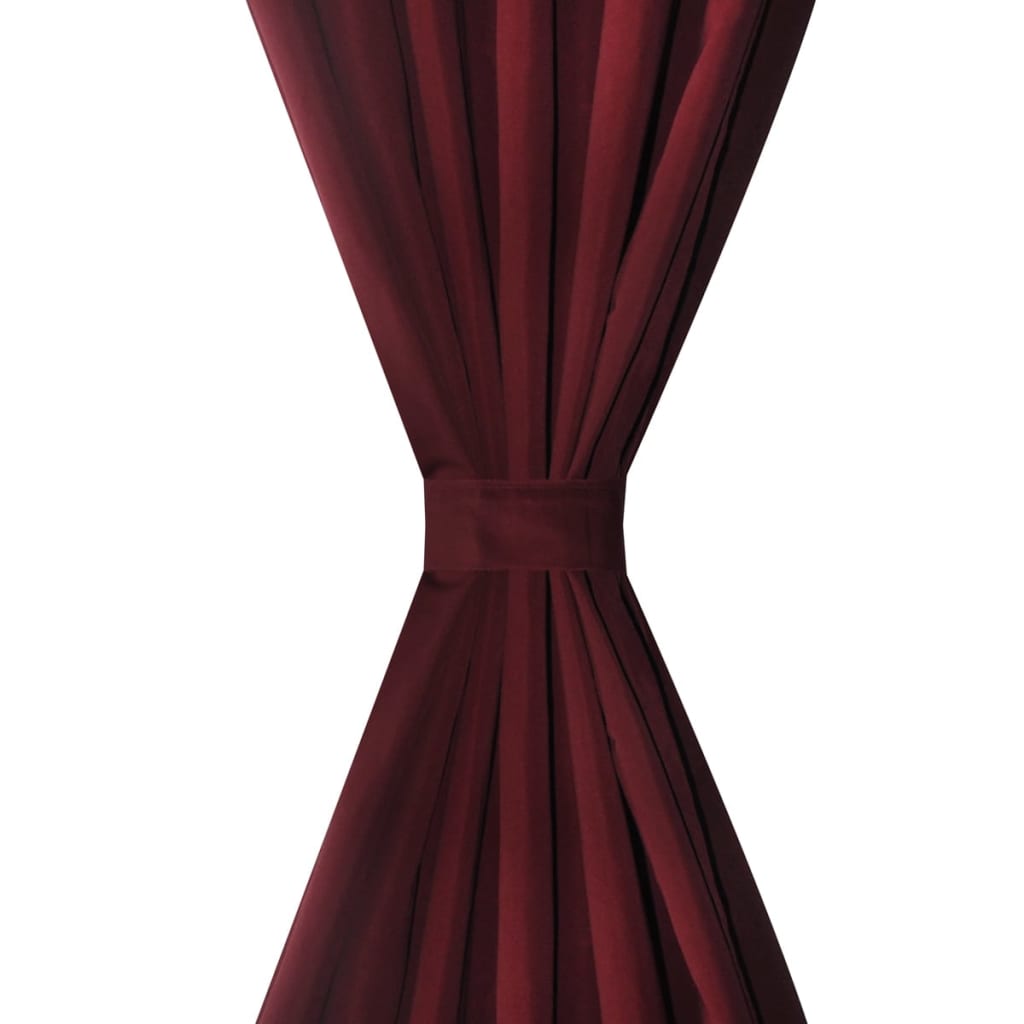 VIDAXL MICRO-SATIN-Vorhänge mit Ringen 140 x 245 cm 2 Stück (Weinrot)