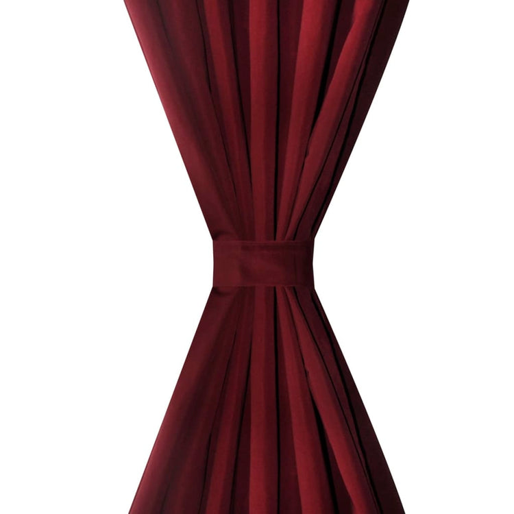 VIDAXL MICRO-SATIN-Vorhänge mit Ringen 140 x 245 cm 2 Stück (Weinrot)
