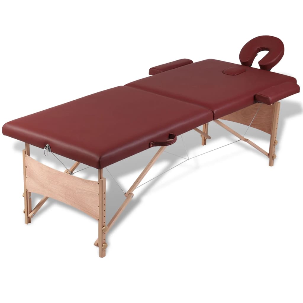 Vidaxl Faltbare Massage Tabelle 2 Zonen mit Holzrahmen (rot)