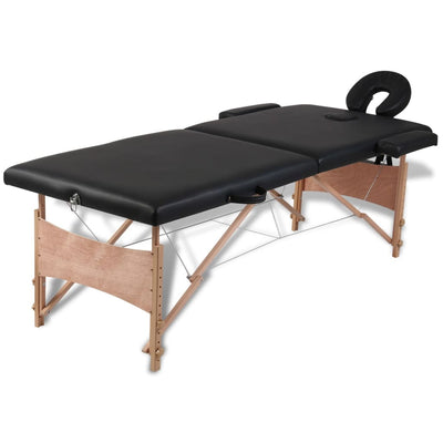 Vidaxl Faltbare Massage Tabelle 2 Zonen mit Holzrahmen (schwarz)