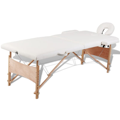 Vidaxl Faltbare Massage Tabelle 2 Zonen mit Holzrahmen (Creme)