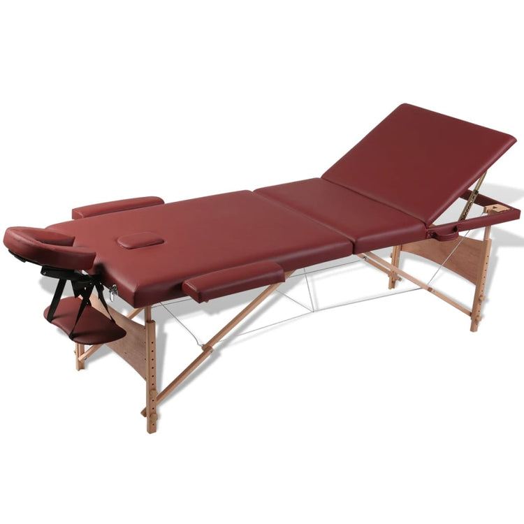 Vidaxl Faltbare Massage Tabelle 3 Zonen mit Holzrahmen (rot)