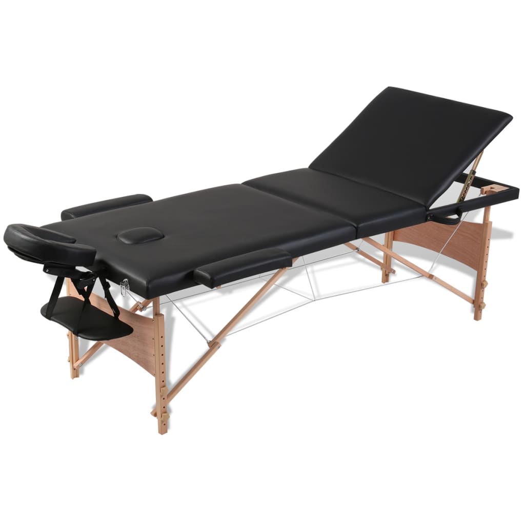 Vidaxl Faltbare Massage Tabelle 3 Zonen mit Holzrahmen (schwarz)
