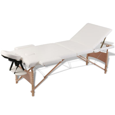 Vidaxl Faltbare Massage Tabelle 3 Zonen mit Holzrahmen (Creme)