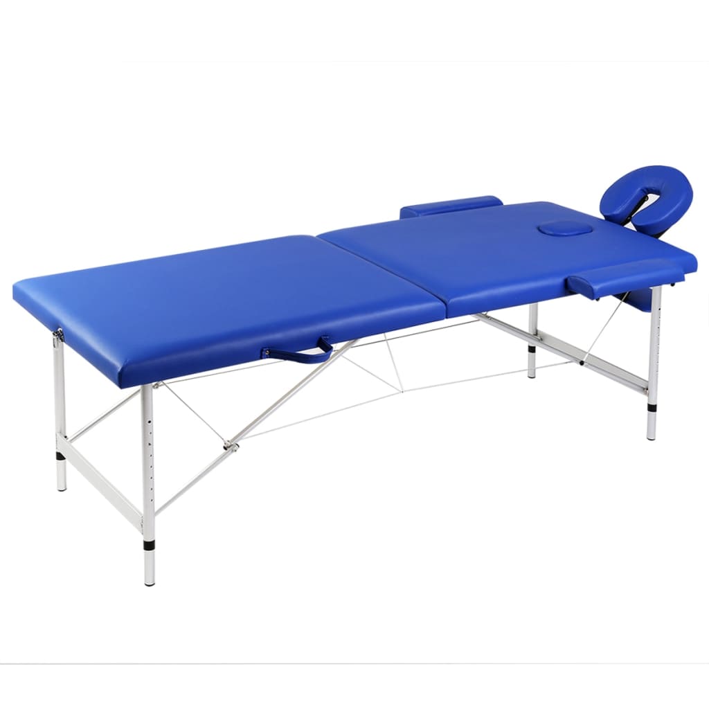 Vidaxl -Massage -Tabelle mit 2 Zonen falten Aluminiumrahmen blau