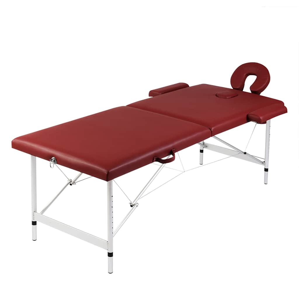 VIDAXL -Massage -Tabelle mit 2 Zonen -Falten -Aluminiumrahmen rot