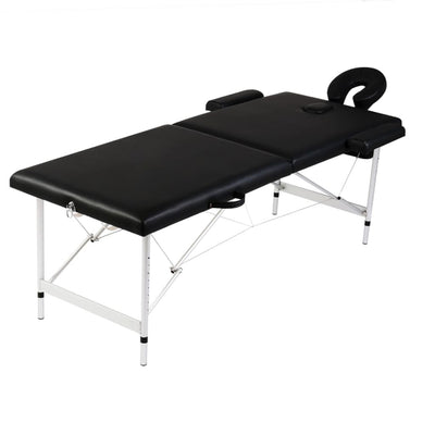Vidaxl -Massage -Tabelle mit 2 Zonen falten Aluminiumrahmen schwarz