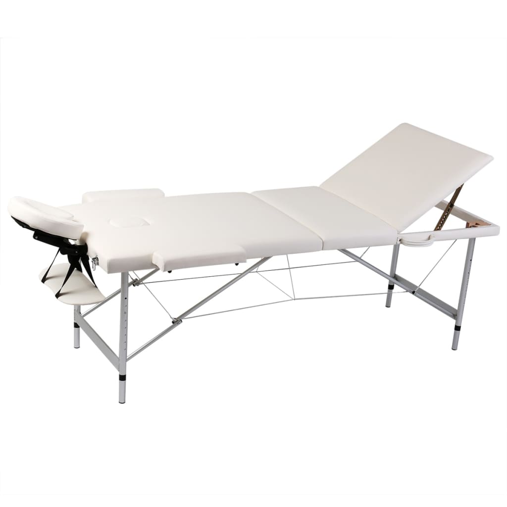 VIDAXL Faltbare Massage Tabelle 3 Zonen mit Aluminiumrahmen (Creme)