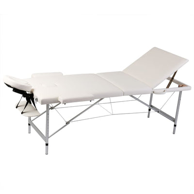 VIDAXL Faltbare Massage Tabelle 3 Zonen mit Aluminiumrahmen (Creme)