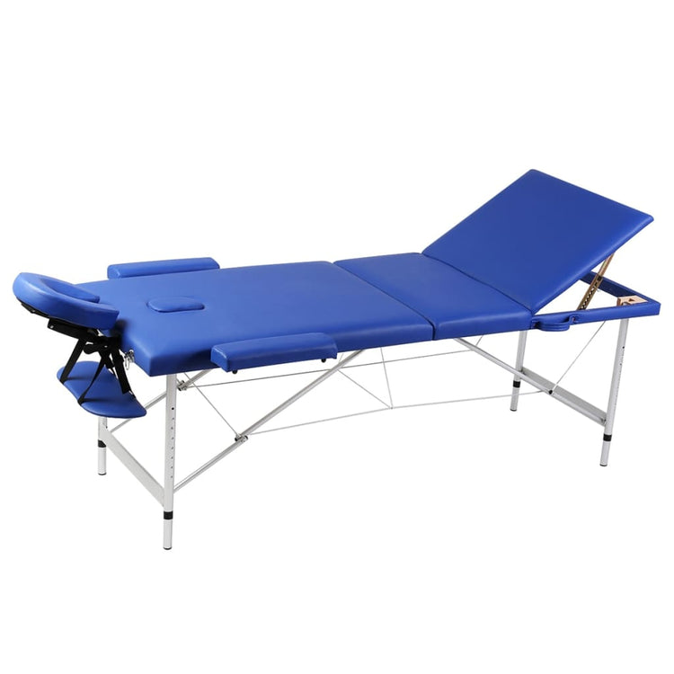VIDAXL Faltbare Massage Tabelle 3 Zonen mit Aluminiumrahmen (blau)
