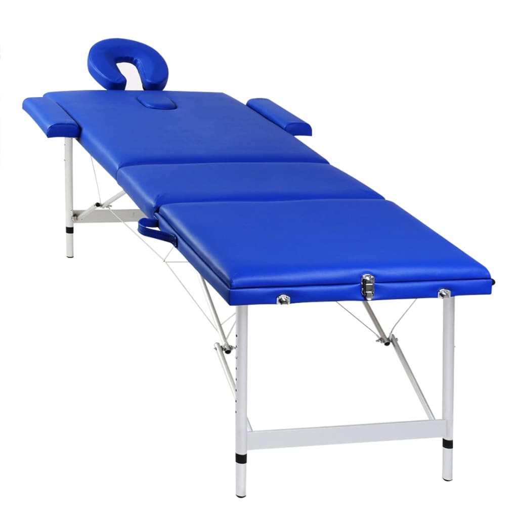 VIDAXL Faltbare Massage Tabelle 3 Zonen mit Aluminiumrahmen (blau)