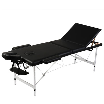 VIDAXL Faltbare Massage Tabelle 3 Zonen mit Aluminiumrahmen (schwarz)