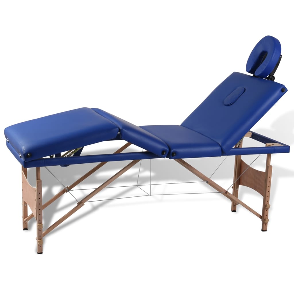 Vidaxl Faltbare Massage Tabelle 4 Zonen mit Holzrahmen (blau)