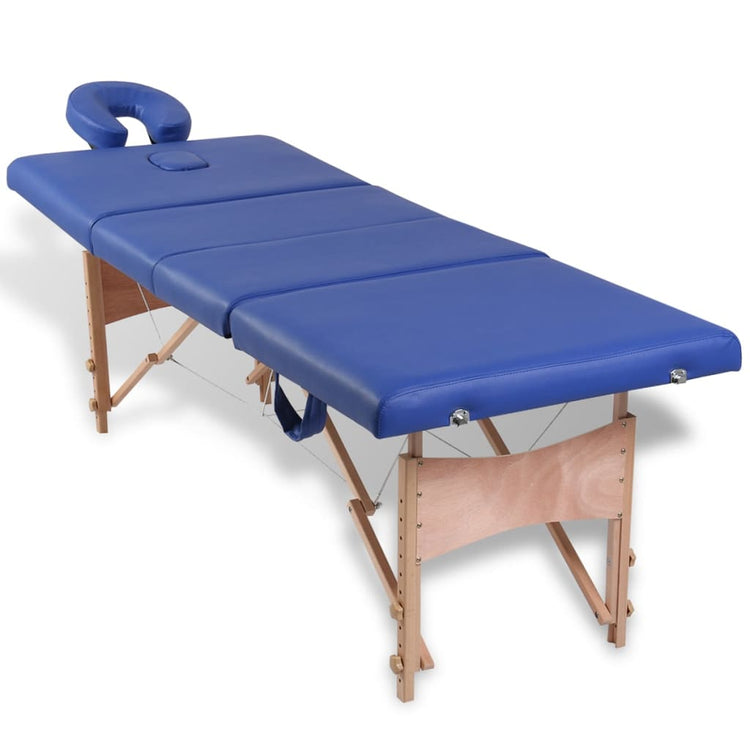 Vidaxl Faltbare Massage Tabelle 4 Zonen mit Holzrahmen (blau)