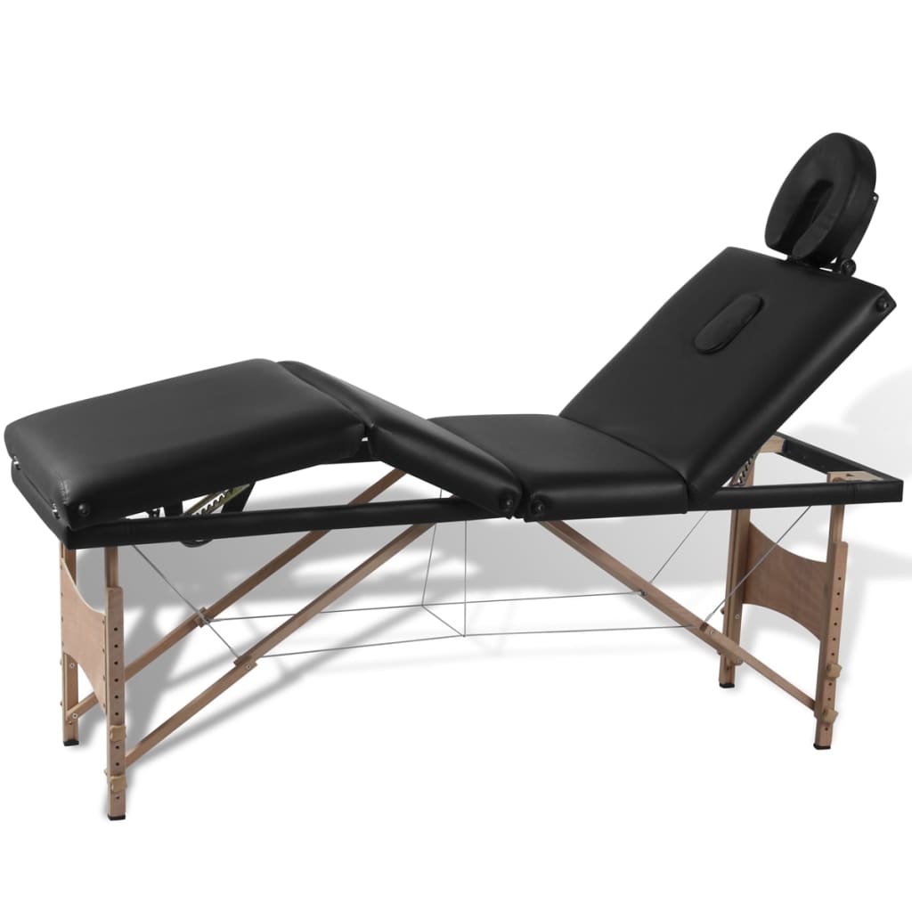 Vidaxl Faltbare Massage Tabelle 4 Zonen mit Holzrahmen (schwarz)