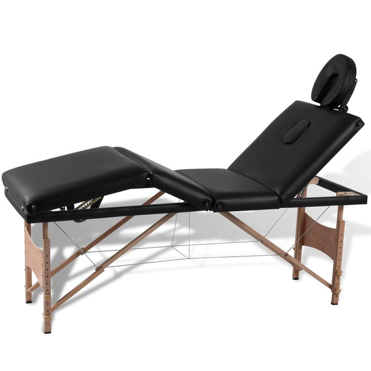Vidaxl Faltbare Massage Tabelle 4 Zonen mit Holzrahmen (schwarz)