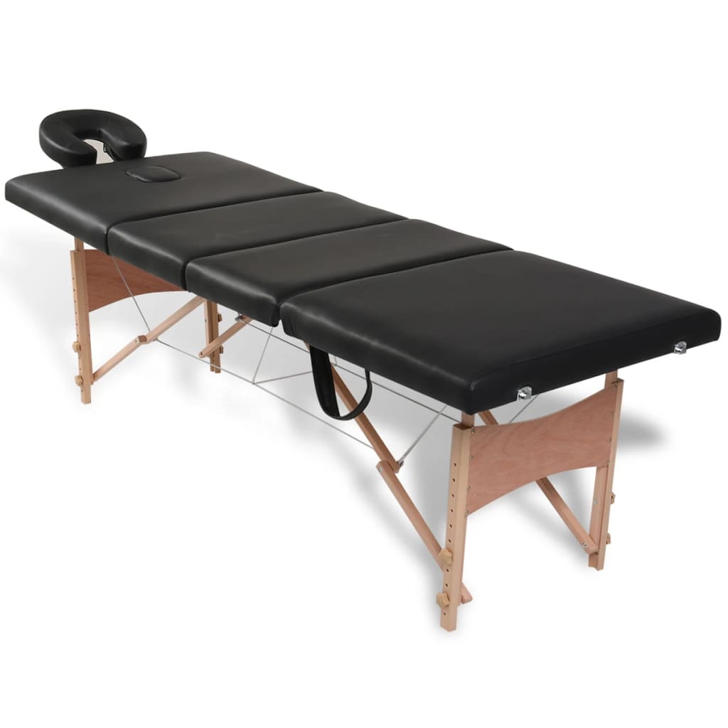 Vidaxl Faltbare Massage Tabelle 4 Zonen mit Holzrahmen (schwarz)
