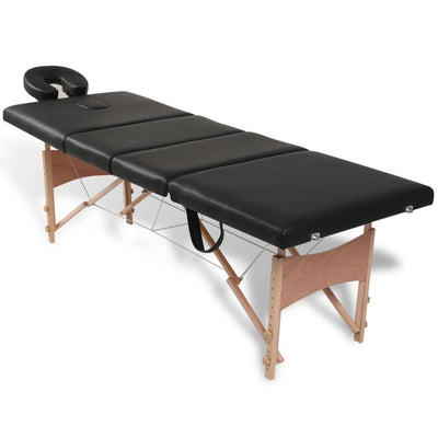 Vidaxl Faltbare Massage Tabelle 4 Zonen mit Holzrahmen (schwarz)