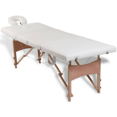 Vidaxl Faltbare Massage Tabelle 4 Zonen mit Holzrahmen (Creme)