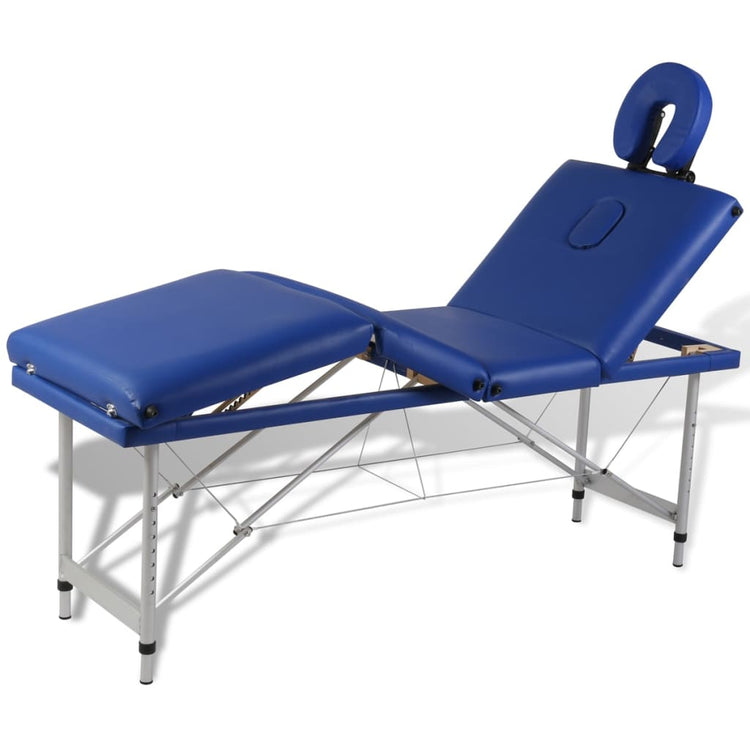Vidaxl -Massage -Tabelle mit Aluminiumrahmen faltbar (vier Teile blau)