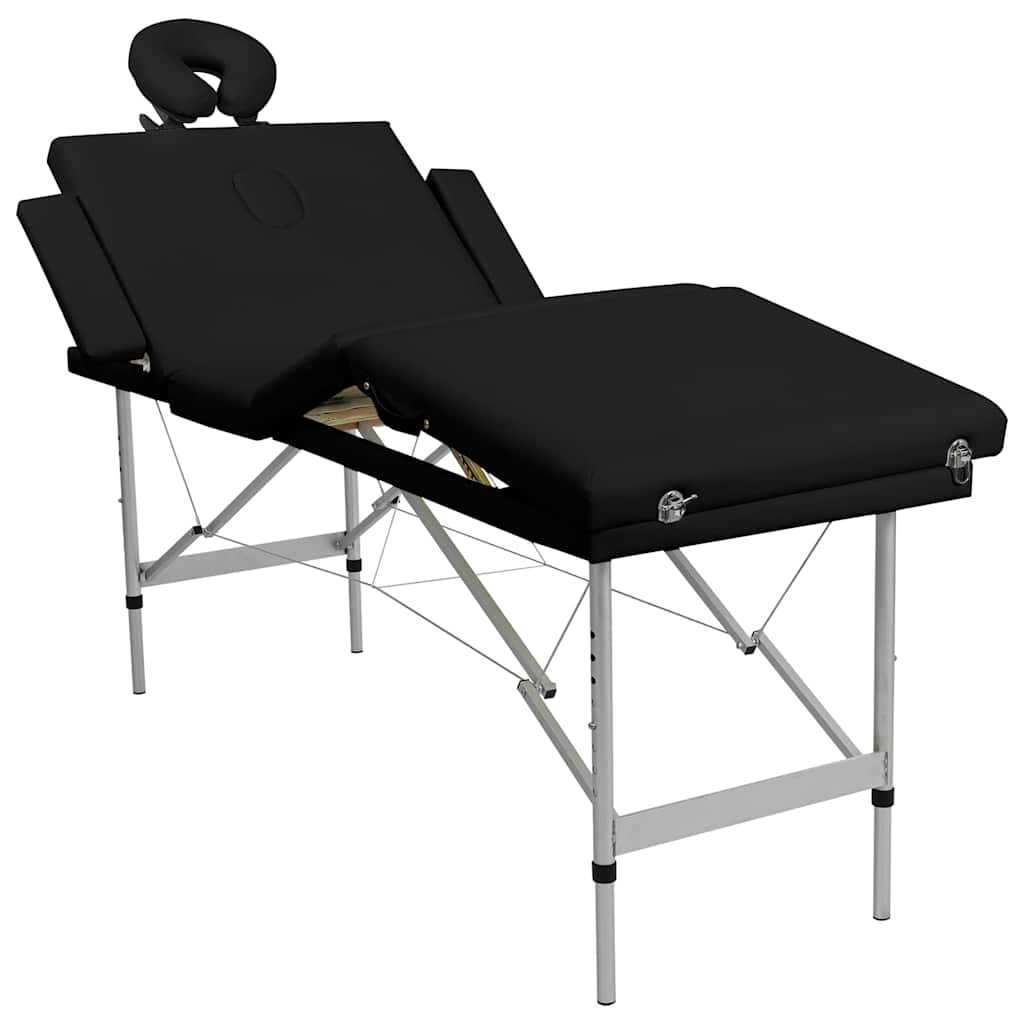 VIDAXL -Massage -Tabelle mit 4 Zonen falten Aluminiumrahmen schwarz