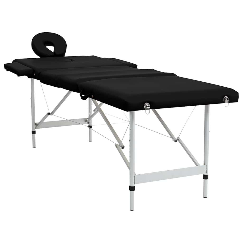VIDAXL -Massage -Tabelle mit 4 Zonen falten Aluminiumrahmen schwarz