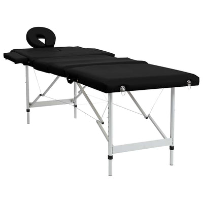 VIDAXL -Massage -Tabelle mit 4 Zonen falten Aluminiumrahmen schwarz